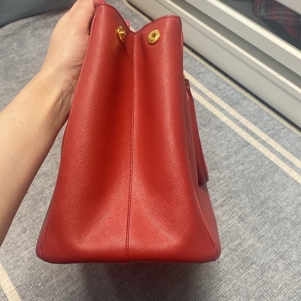 Prada Authentic Red Saffiano Leather Lux Classic Workbag Tote Handbag Bag Purse - Picture 13 of 16